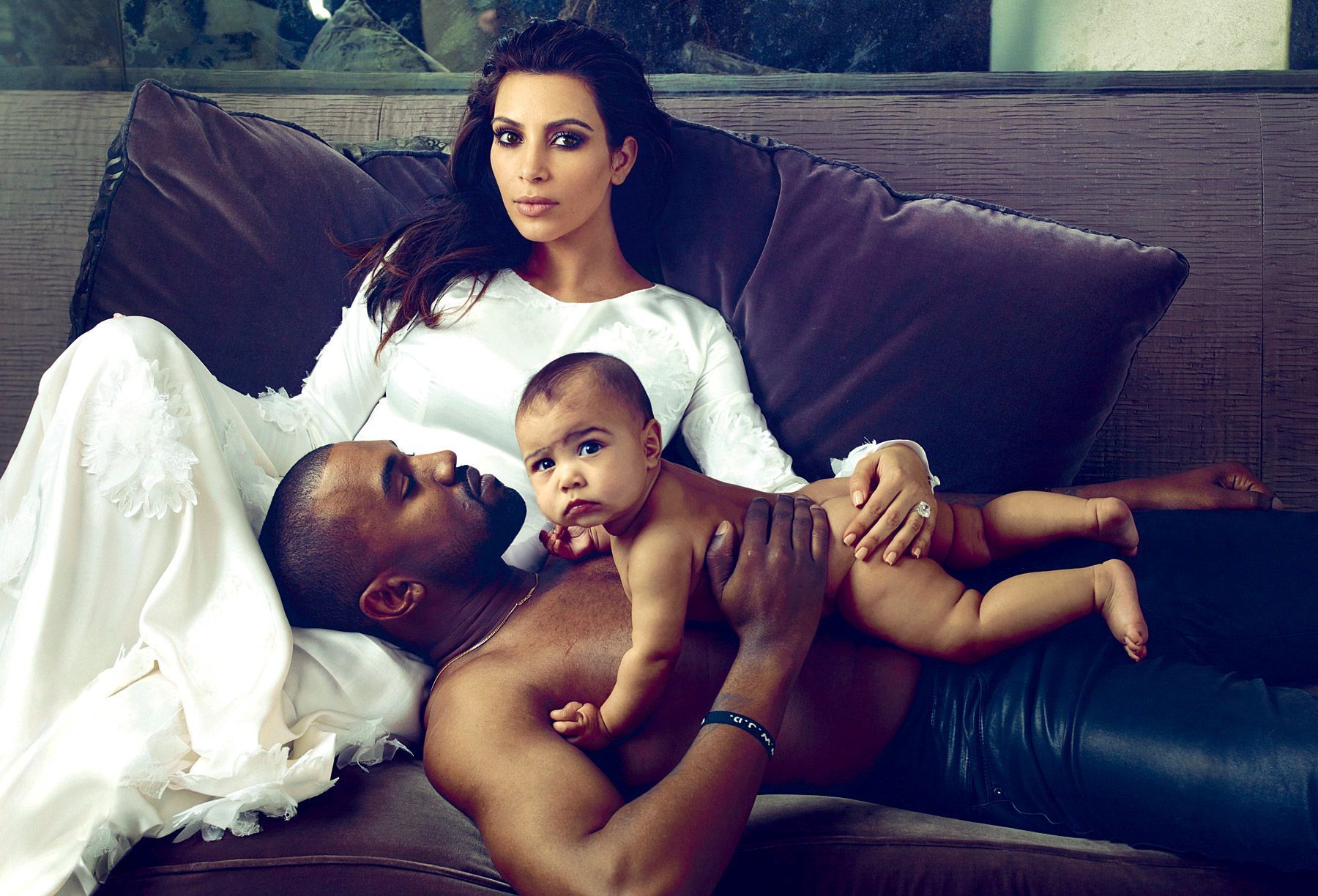 Kim Kardashian e Kanye West con la figlia North