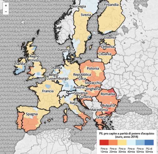 Crisi economia, la mappa europea della ricchezza