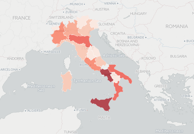 Mappa dei beni confiscati alla mafia