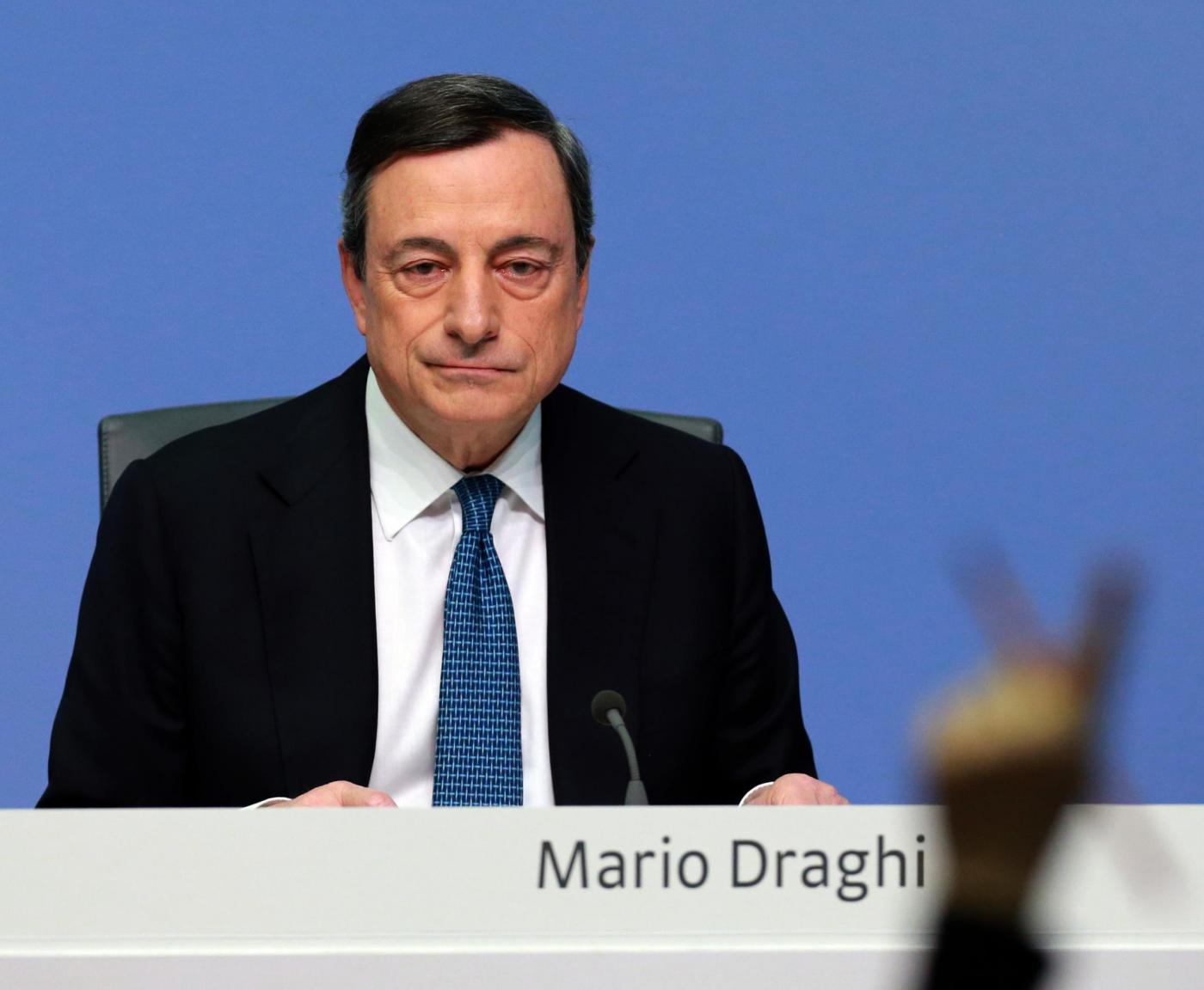 Draghi in conferenza stampa a Francoforte