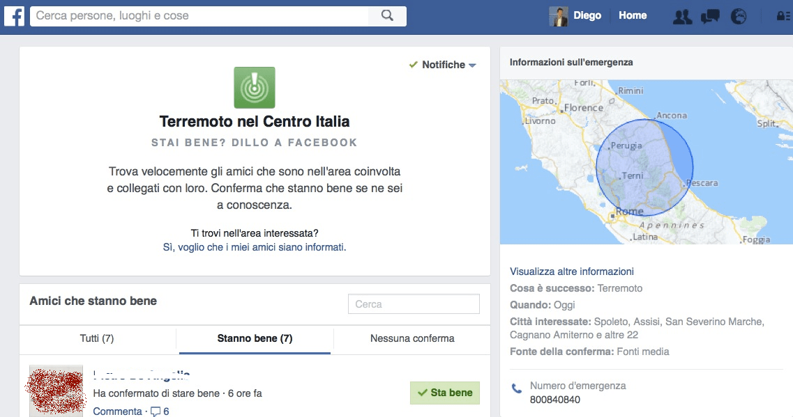 Facebook Terremoto Marche