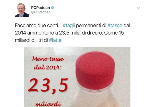 Padoan risponde a Salvini sul latte