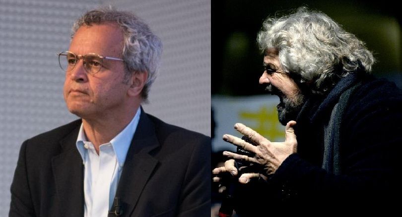Enrico Mentana e Beppe Grillo