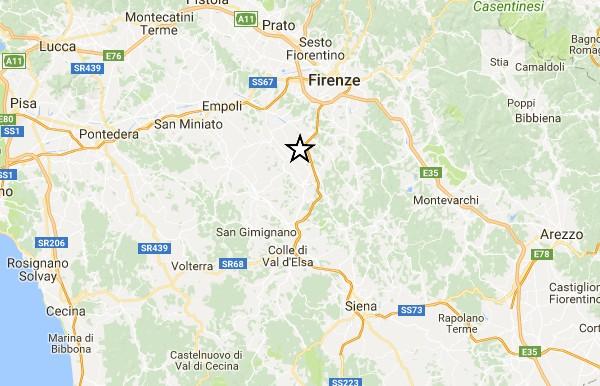 Terremoti: scossa 2.3 provincia di Firenze