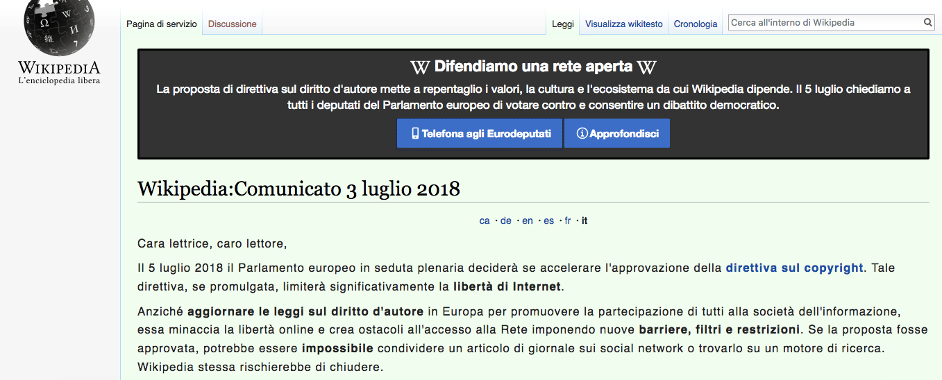 Wikipedia Italia oscurata