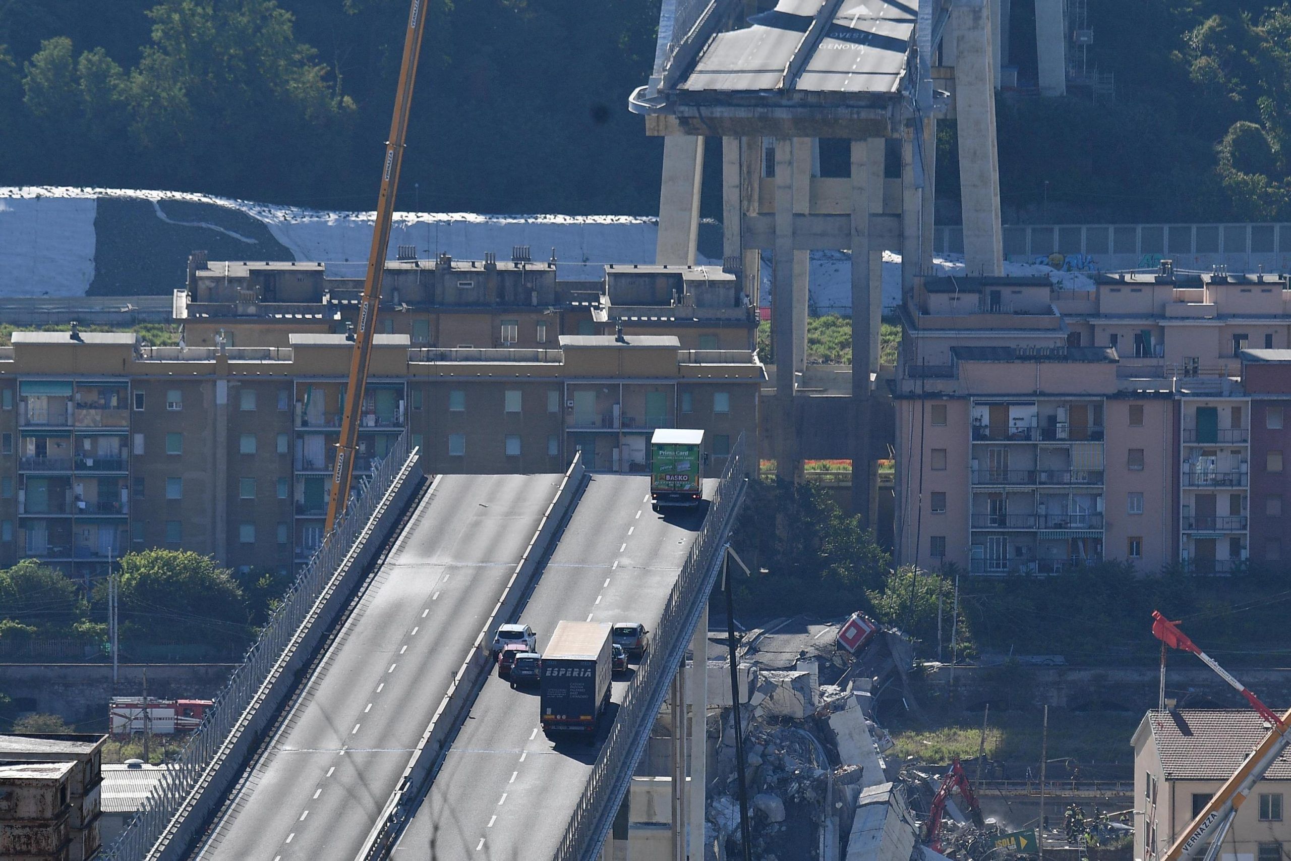 Bridge collapsed on Genoa higway