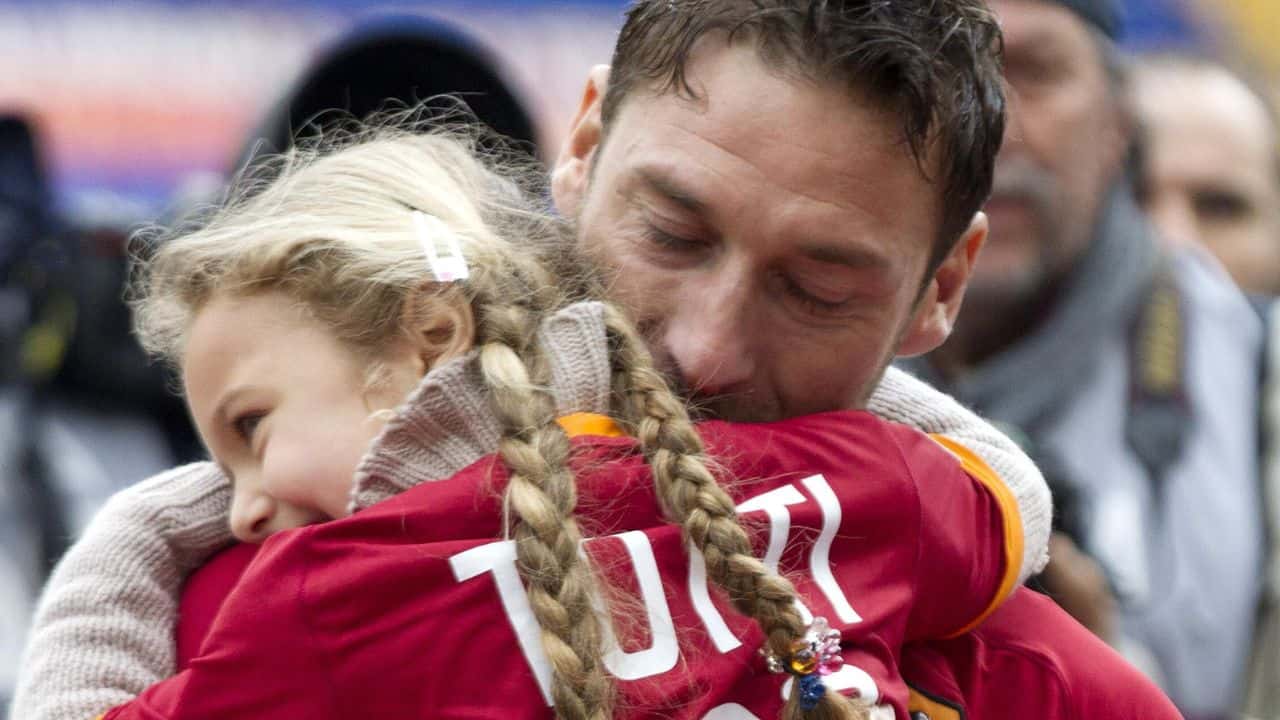 Francesco Totti con sua figlia Chanel da piccola