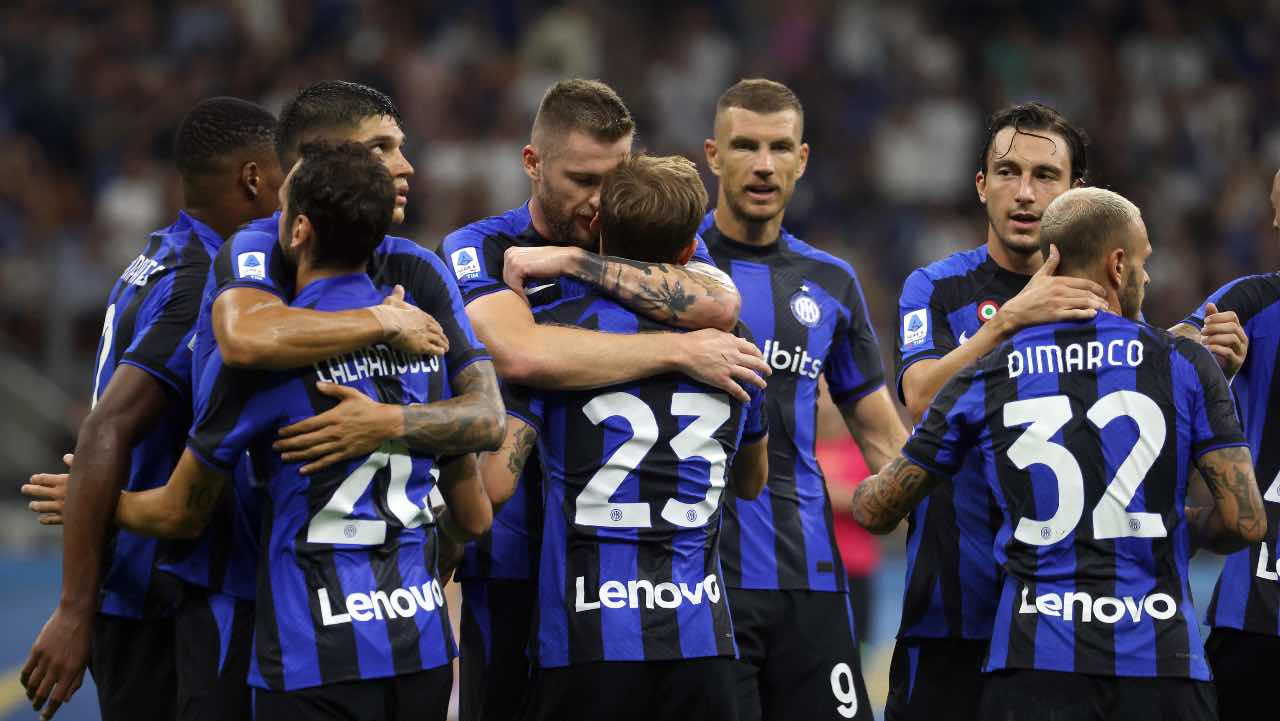I giocatori dell'Inter esultano