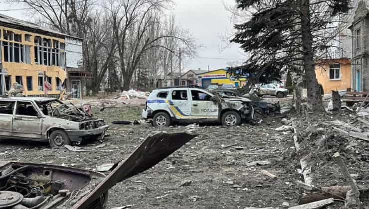 Zona bombardata in Ucraina