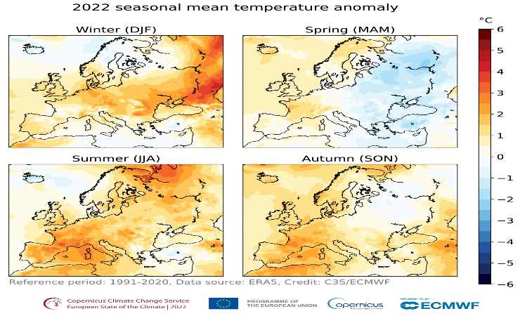 Clima, anomalie termiche stagionali