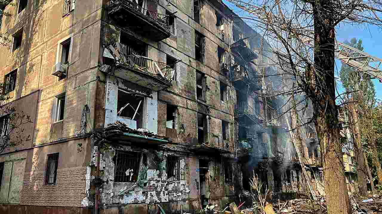 Edificio danneggiato a Kryvyi Rih
