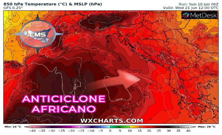 Meteo, anticiclone africano