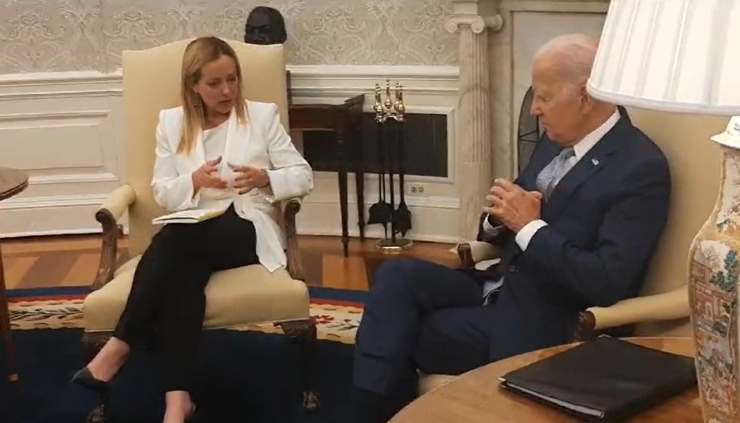 Giorgia Meloni e Joe Biden incontro alla Casa Bianca